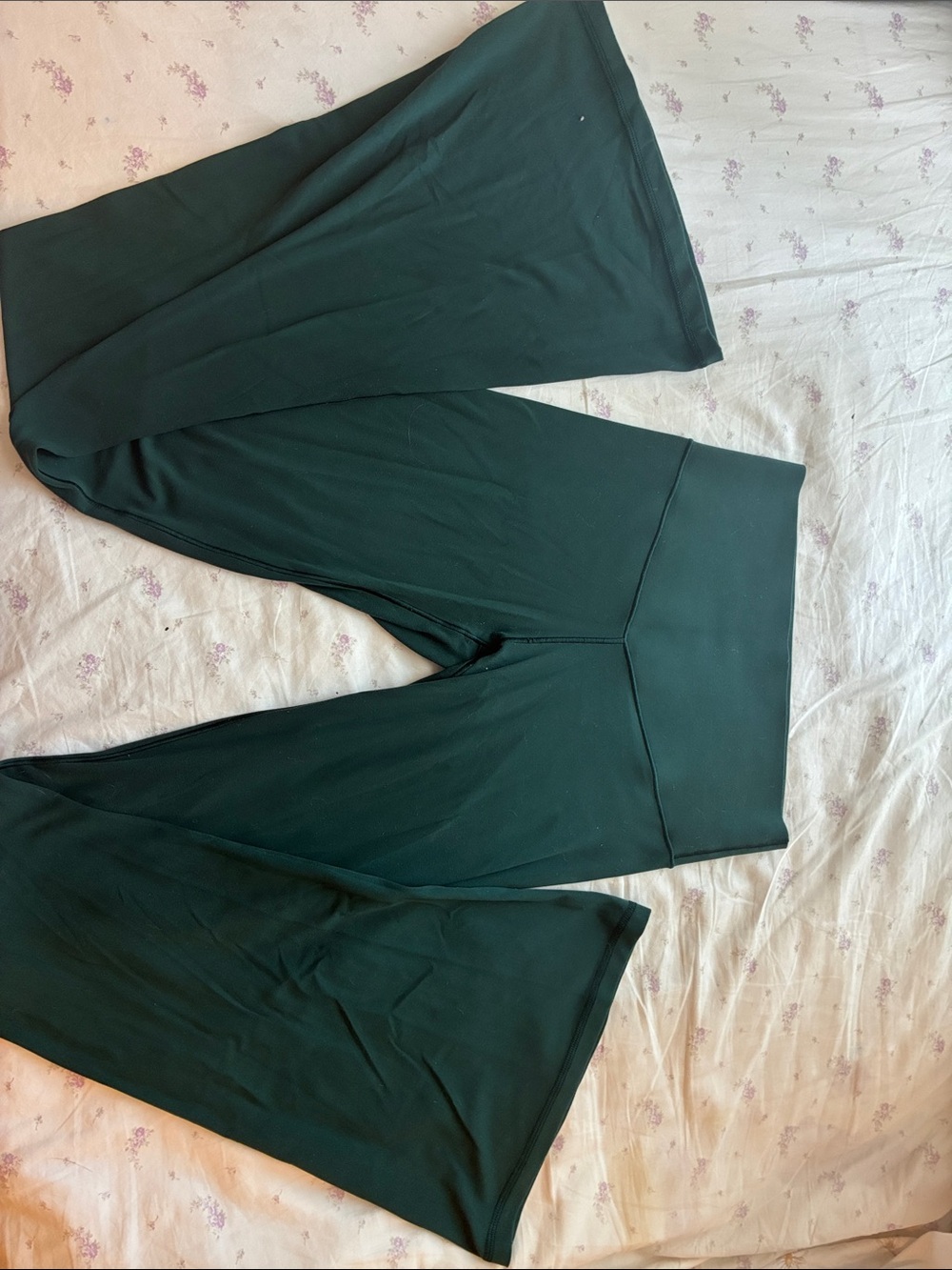 aerie Forest Green Wide-Leg High-Rise Pants